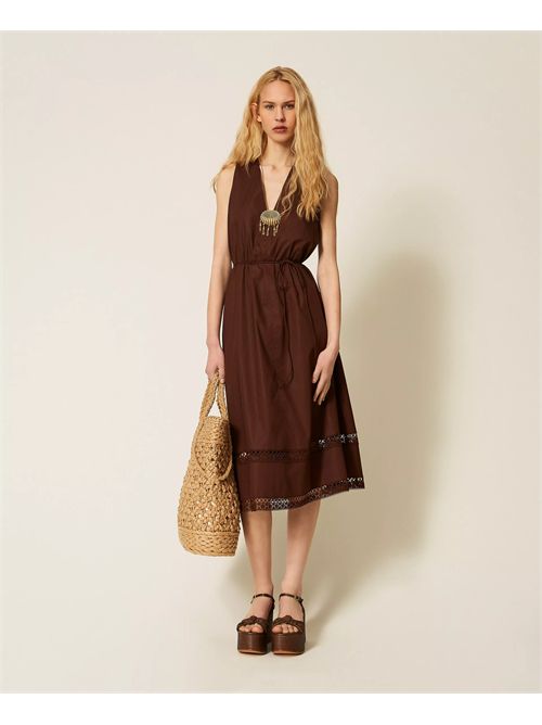 Abito lungo in popeline con ricamo TWINSET | TT2250/12110